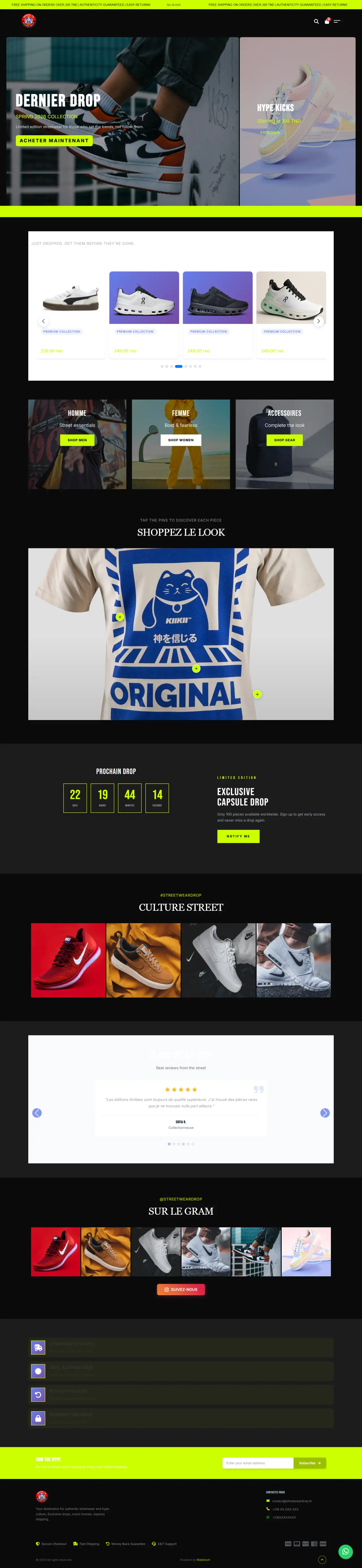 StreetWear Drop - Th&egrave;me e-commerce Mallatech